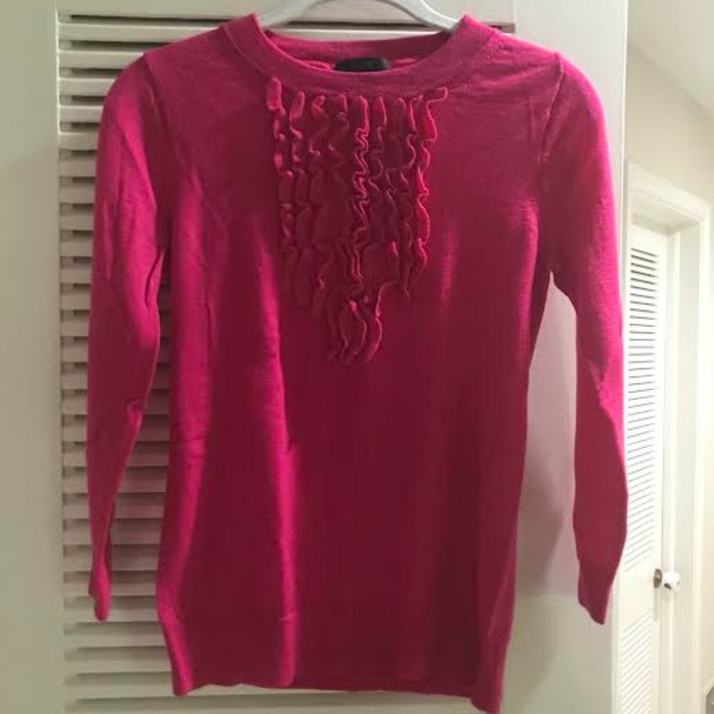 J. crew pink ruffle sweater